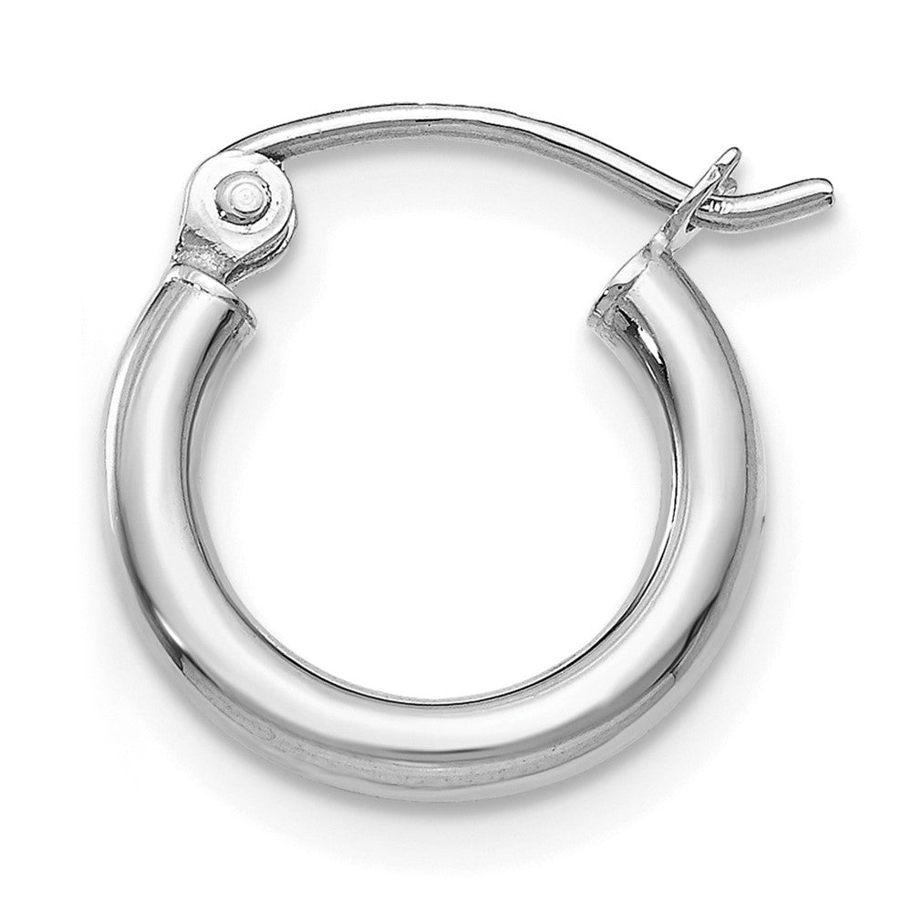 Single 14k White Gold Polished 2x12mm Lightweight Tube Hoop Earring