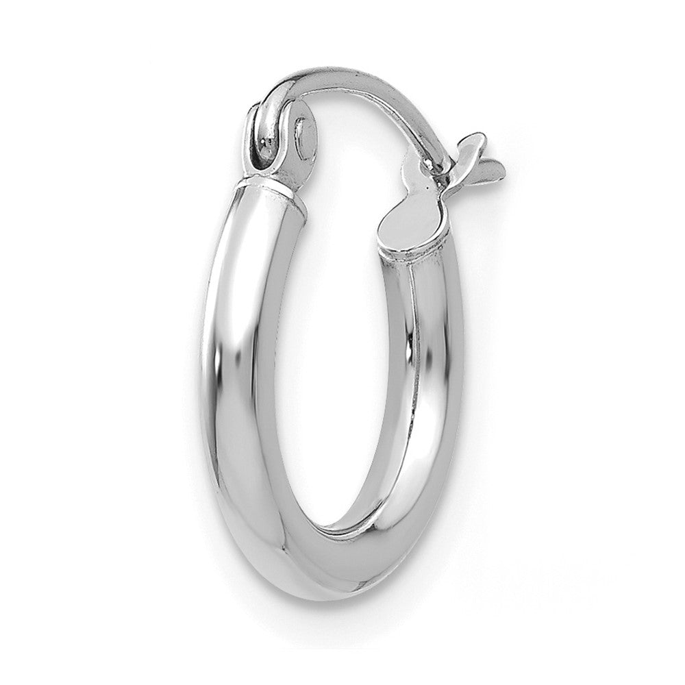 Single 14k White Gold Polished 2x12mm Lightweight Tube Hoop Earring