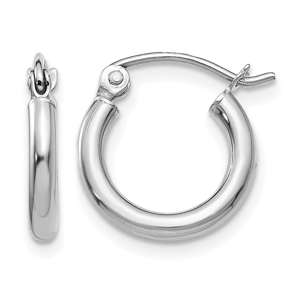 14k White Gold Polished 2x12mm Lightweight Tube Hoop Earrings