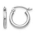 14k White Gold Polished 2x12mm Lightweight Tube Hoop Earrings
