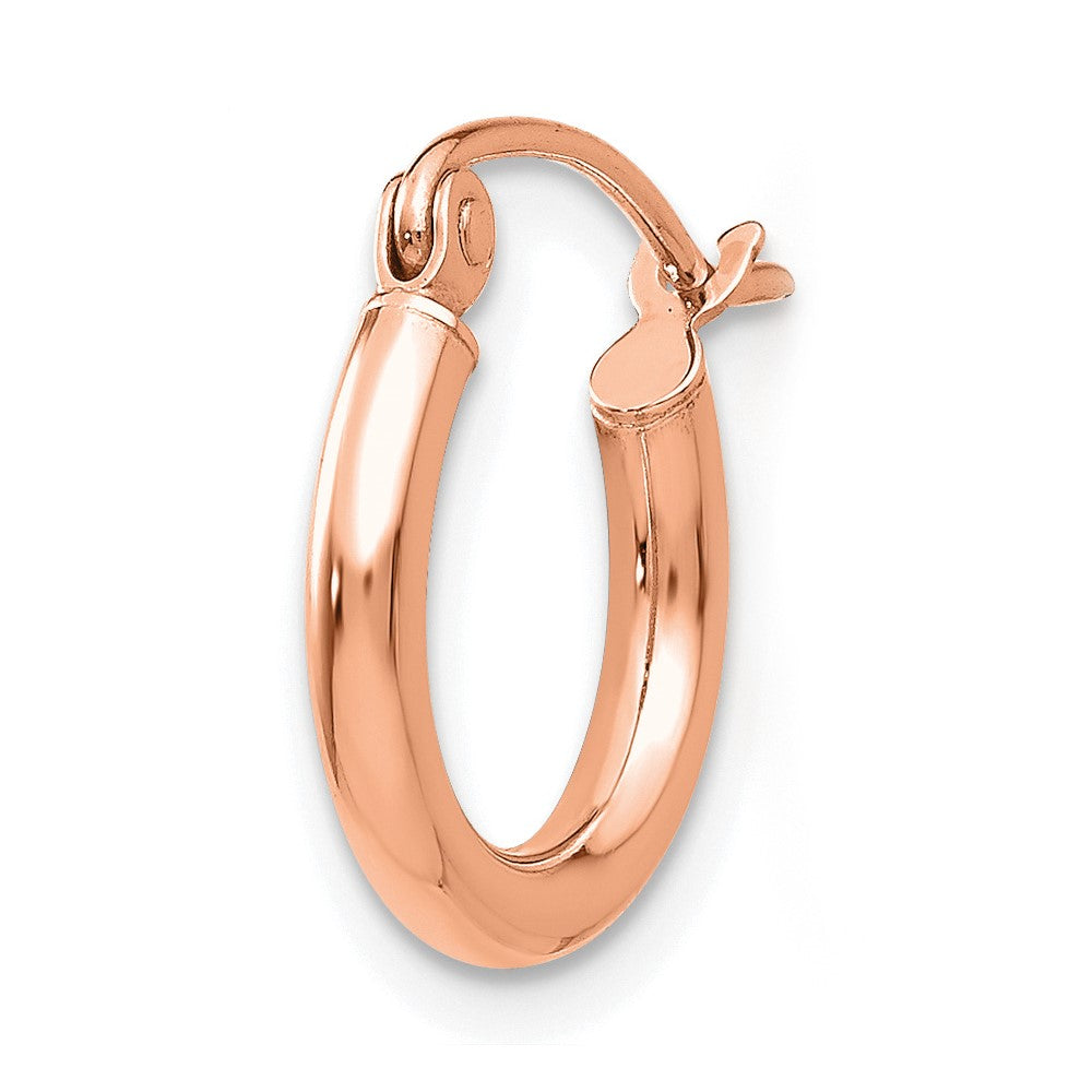 Single 14k Rose Gold Polished 2x12mm Lightweight Tube Hoop Earring