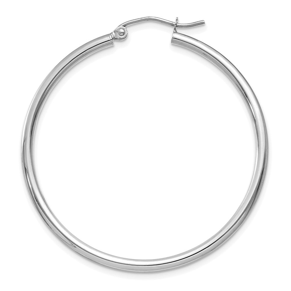 Single 14k White Gold Polished 2x40mm Lightweight Tube Hoop Earring