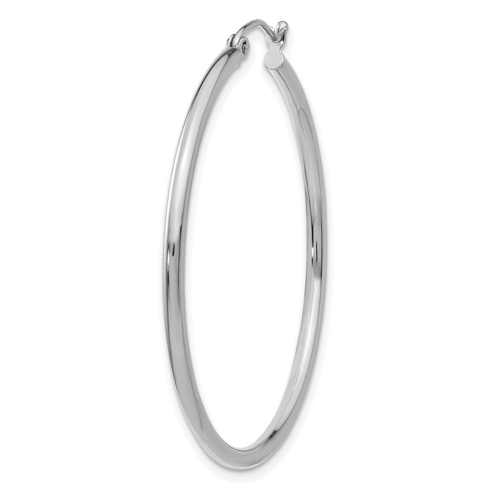 Single 14k White Gold Polished 2x40mm Lightweight Tube Hoop Earring