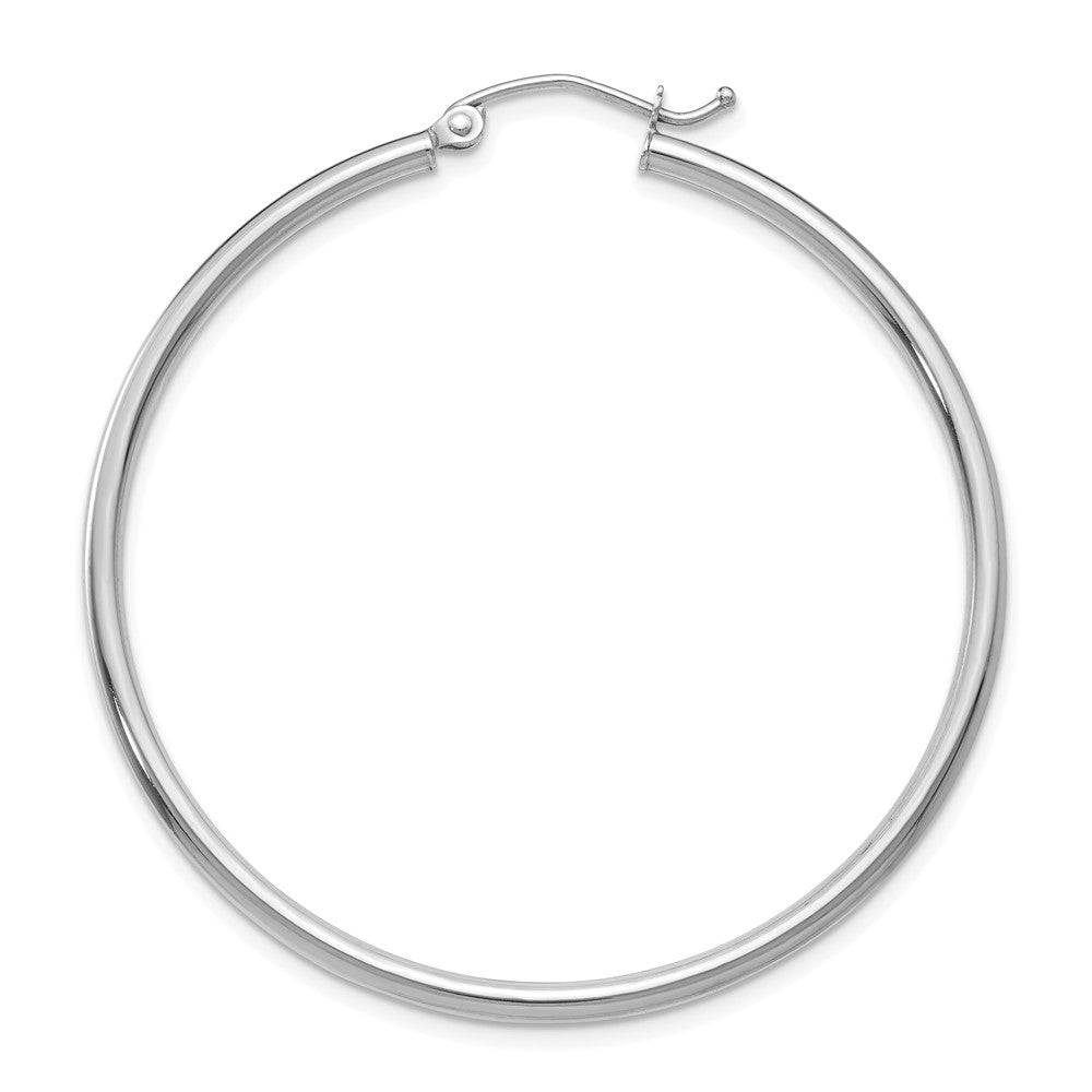Single 14k White Gold Polished 2x45mm Lightweight Tube Hoop Earring
