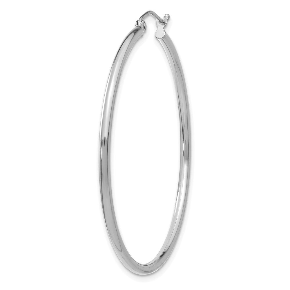 Single 14k White Gold Polished 2x45mm Lightweight Tube Hoop Earring