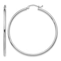 14k White Gold Polished 2x45mm Lightweight Tube Hoop Earrings