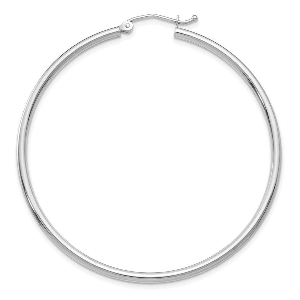 Single 14k White Gold Polished 2x50mm Tube Hoop Earring