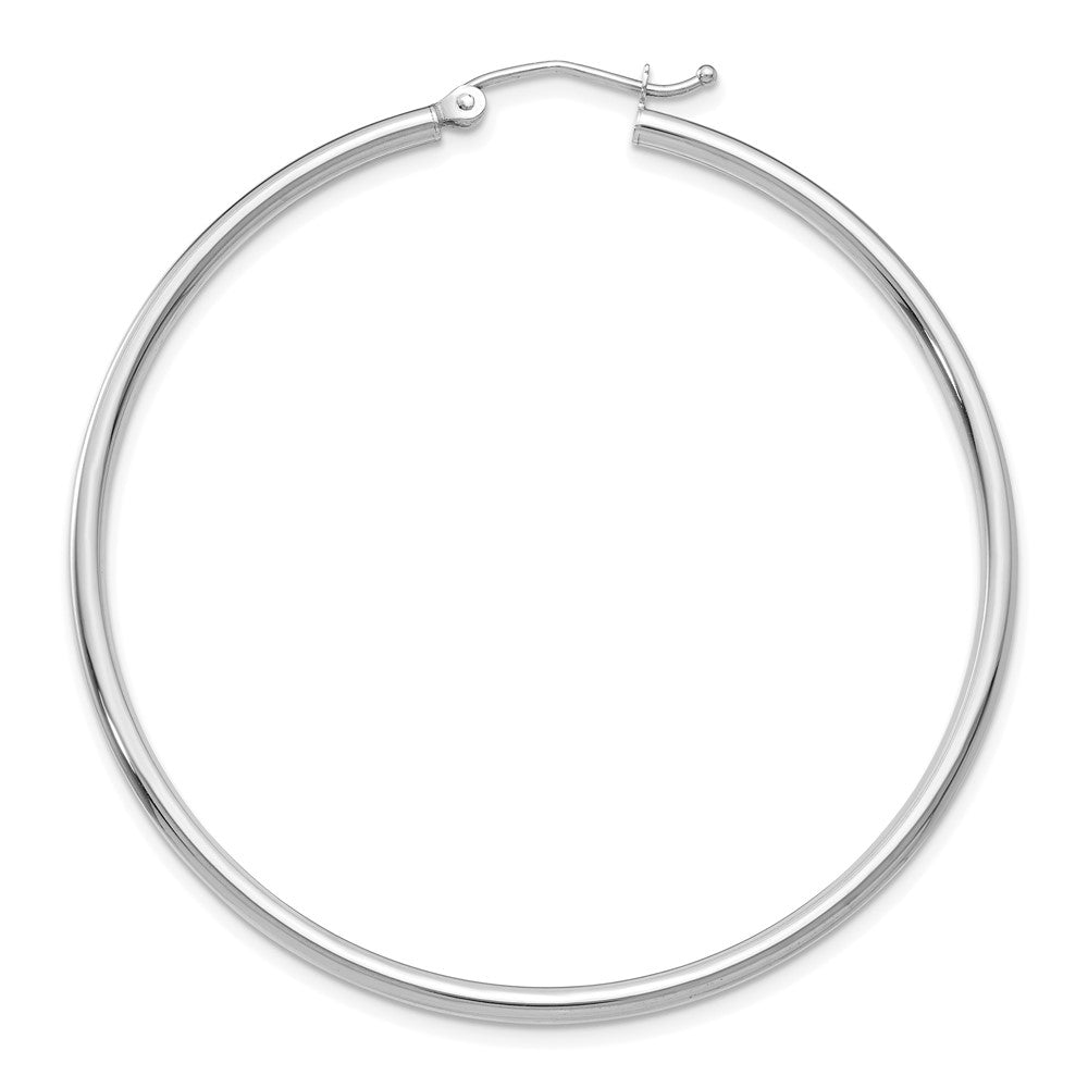 Single 14k White Gold Polished 2x50mm Lightweight Tube Hoop Earring