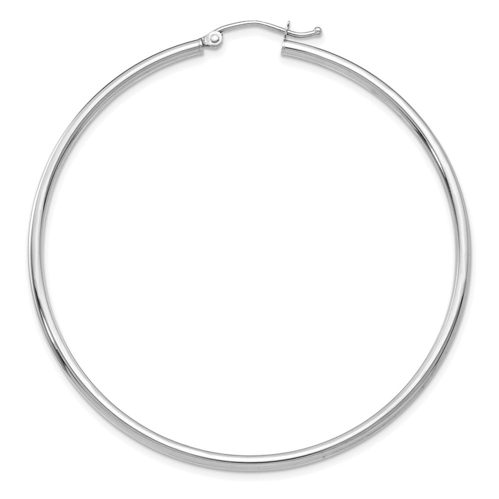 Single 14k White Gold Polished 2x55mm Tube Hoop Earring