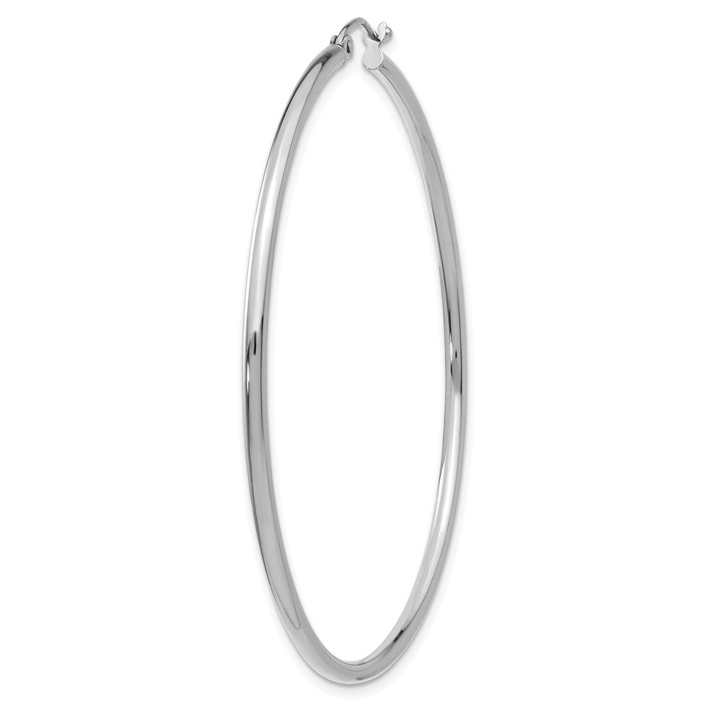 Single 14k White Gold Polished 2x55mm Tube Hoop Earring