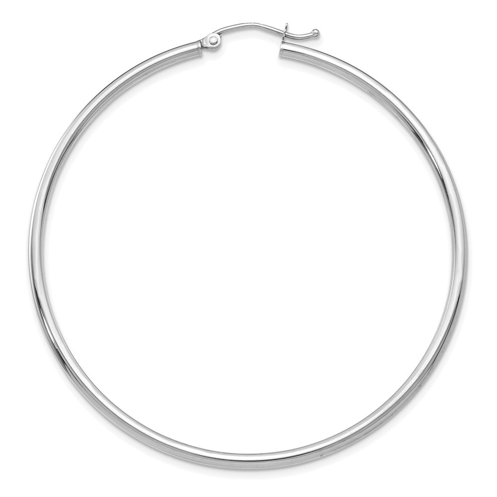 Single 14k White Gold Polished 2x55mm Lightweight Tube Hoop Earring