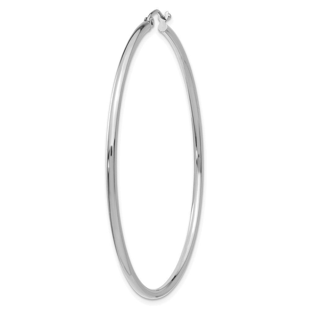 Single 14k White Gold Polished 2x55mm Lightweight Tube Hoop Earring