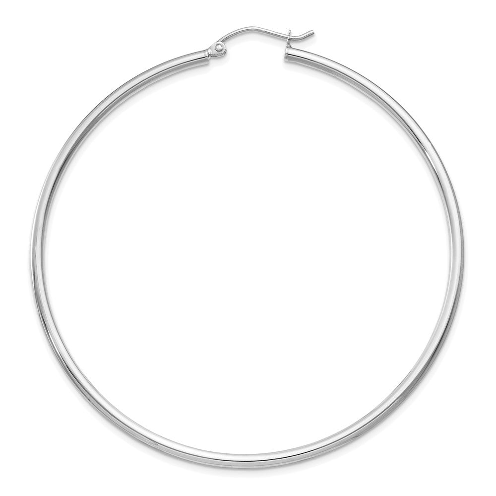 Single 14k White Gold Polished 2x60mm Tube Hoop Earring