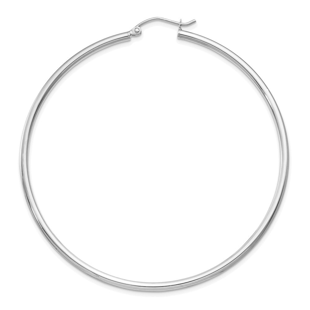 Single 14k White Gold Polished 2x60mm Lightweight Tube Hoop Earring