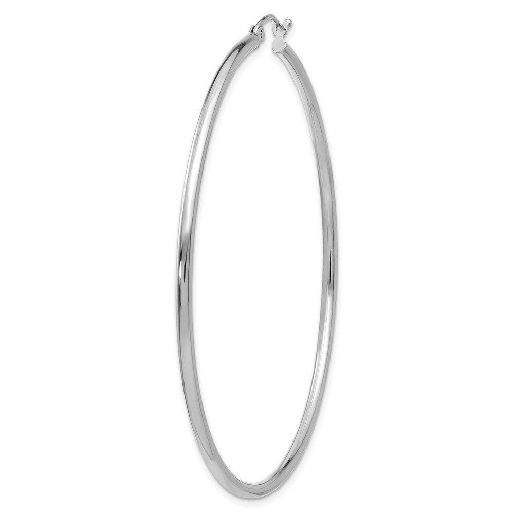 Single 14k White Gold Polished 2x60mm Lightweight Tube Hoop Earring