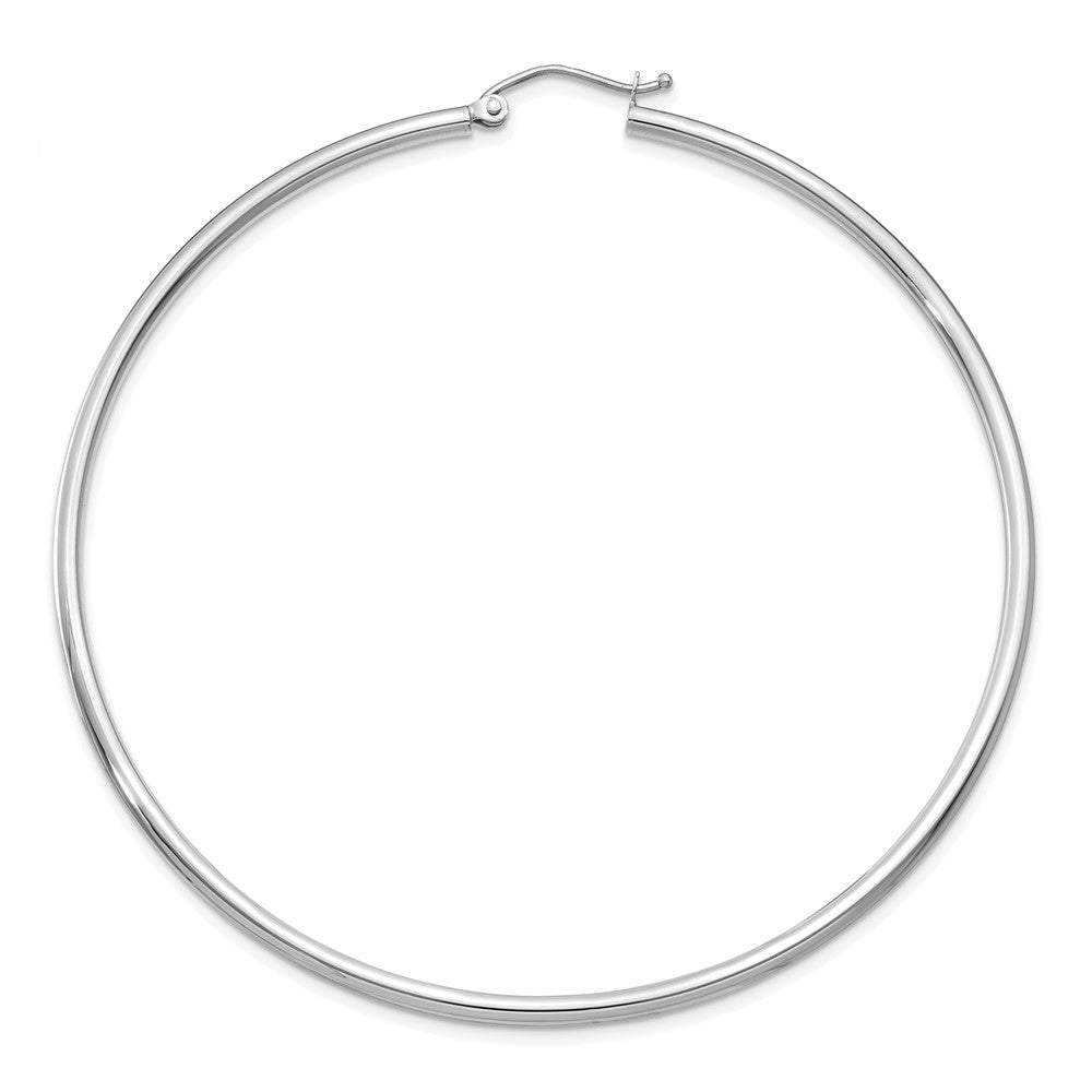 Single 14k White Gold Polished 2x65mm Lightweight Tube Hoop Earring