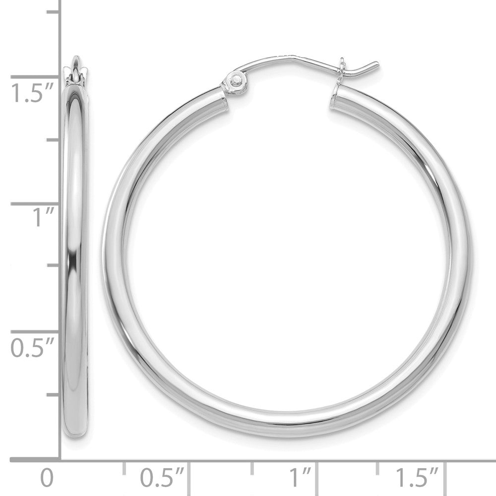 14K White Gold Polished 2.5mm Tube Hoop Earrings