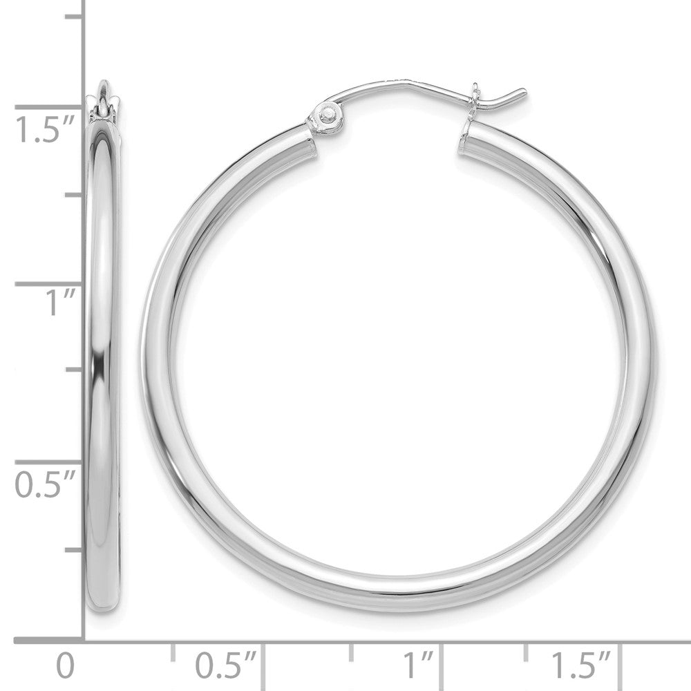 14K White Gold Polished 2.5mm Lightweight Tube Hoop Earrings