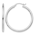 14K White Gold Polished 2.5mm Lightweight Tube Hoop Earrings
