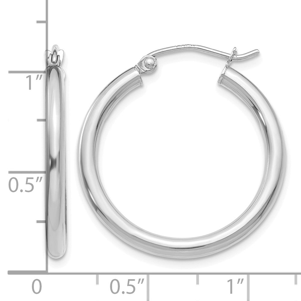 14K White Gold Polished 2.5mm Tube Hoop Earrings