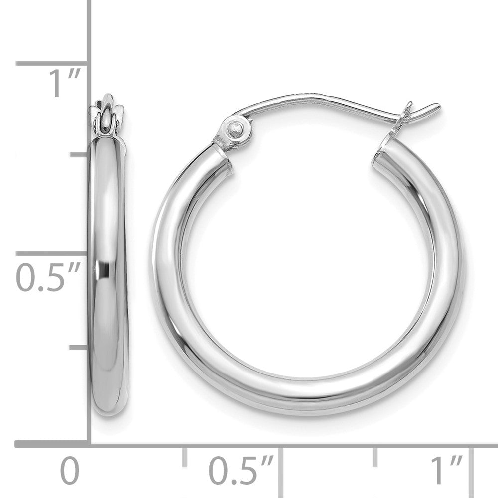 14K White Gold Polished 2.5mm Tube Hoop Earrings