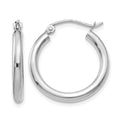 14K White Gold Polished 2.5mm Lightweight Tube Hoop Earrings