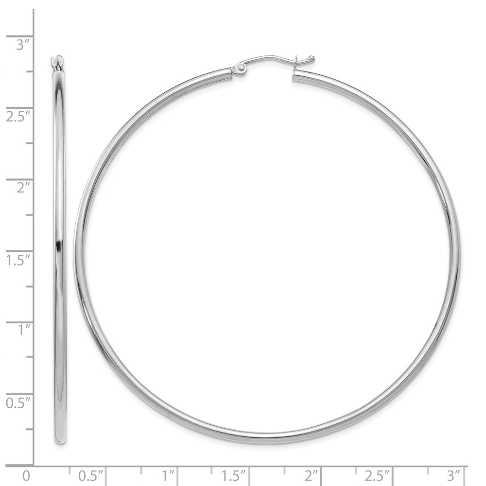14K White Gold Polished 2.5mm Tube Hoop Earrings