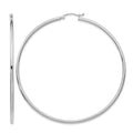 14K White Gold Polished 2.5mm Tube Hoop Earrings