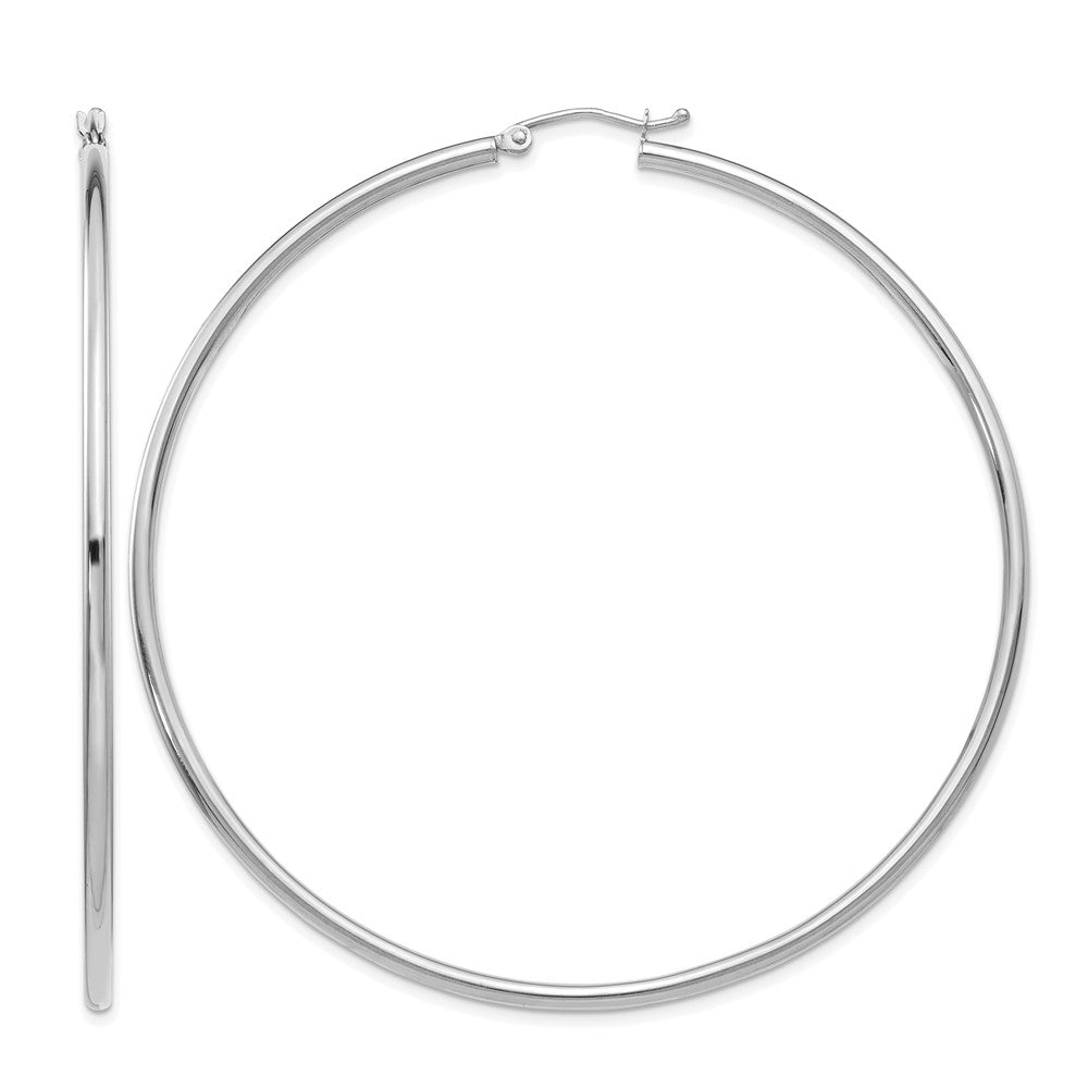 14K White Gold Polished 2.5mm Tube Hoop Earrings