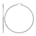 14K White Gold Polished 2.5mm Lightweight Tube Hoop Earrings