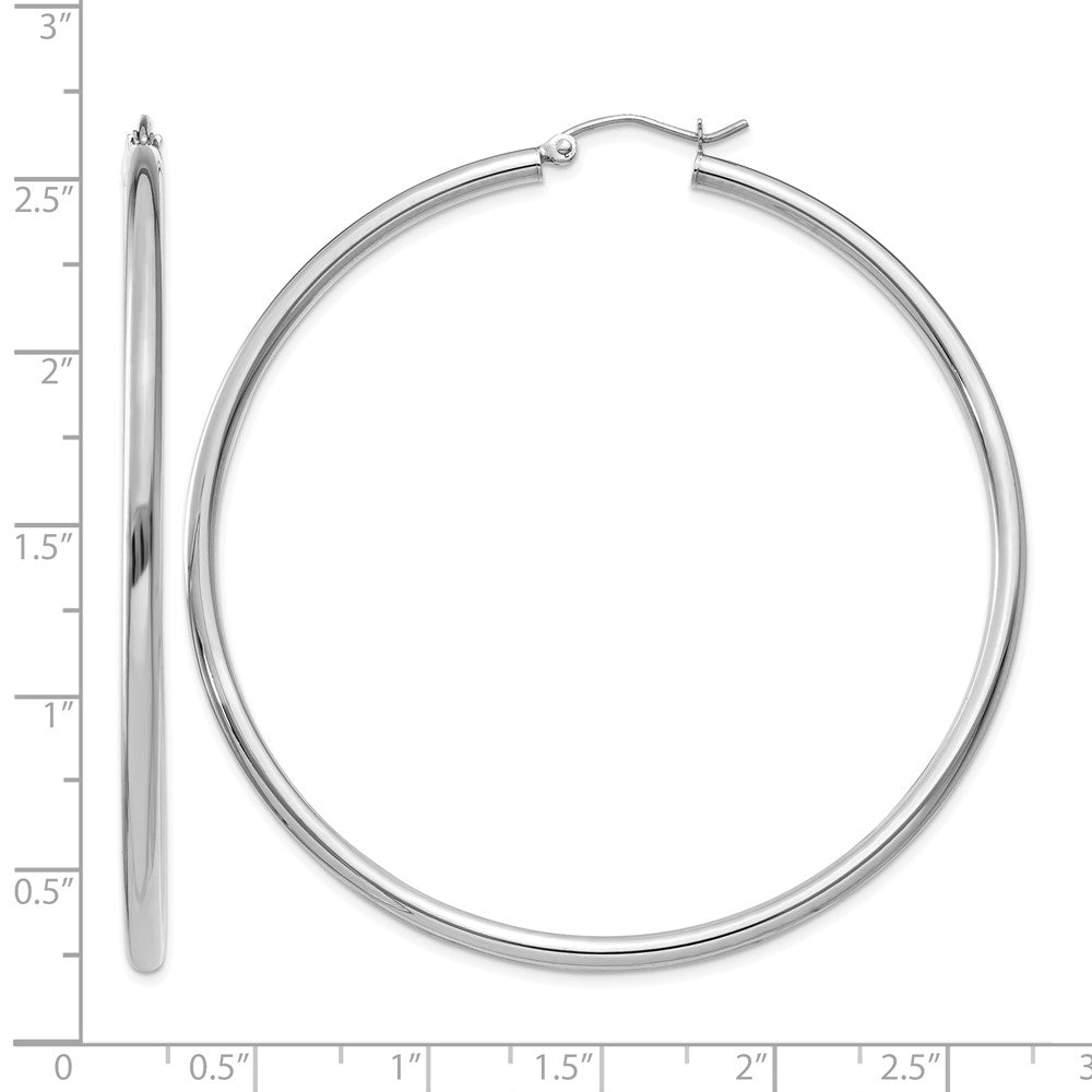 14K White Gold Polished 2.5mm Tube Hoop Earrings