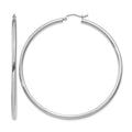 14K White Gold Polished 2.5mm Lightweight Tube Hoop Earrings