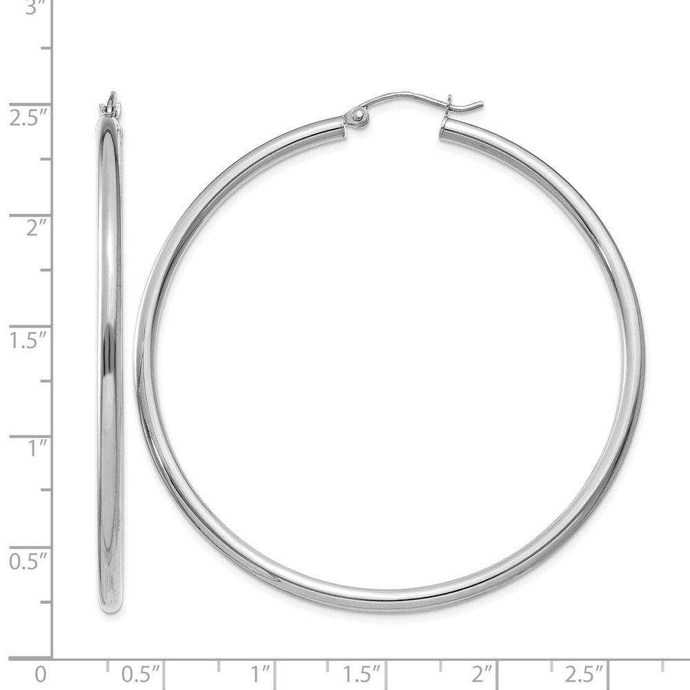 14K White Gold Polished 2.5mm Tube Hoop Earrings