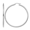 14K White Gold Polished 2.5mm Lightweight Tube Hoop Earrings
