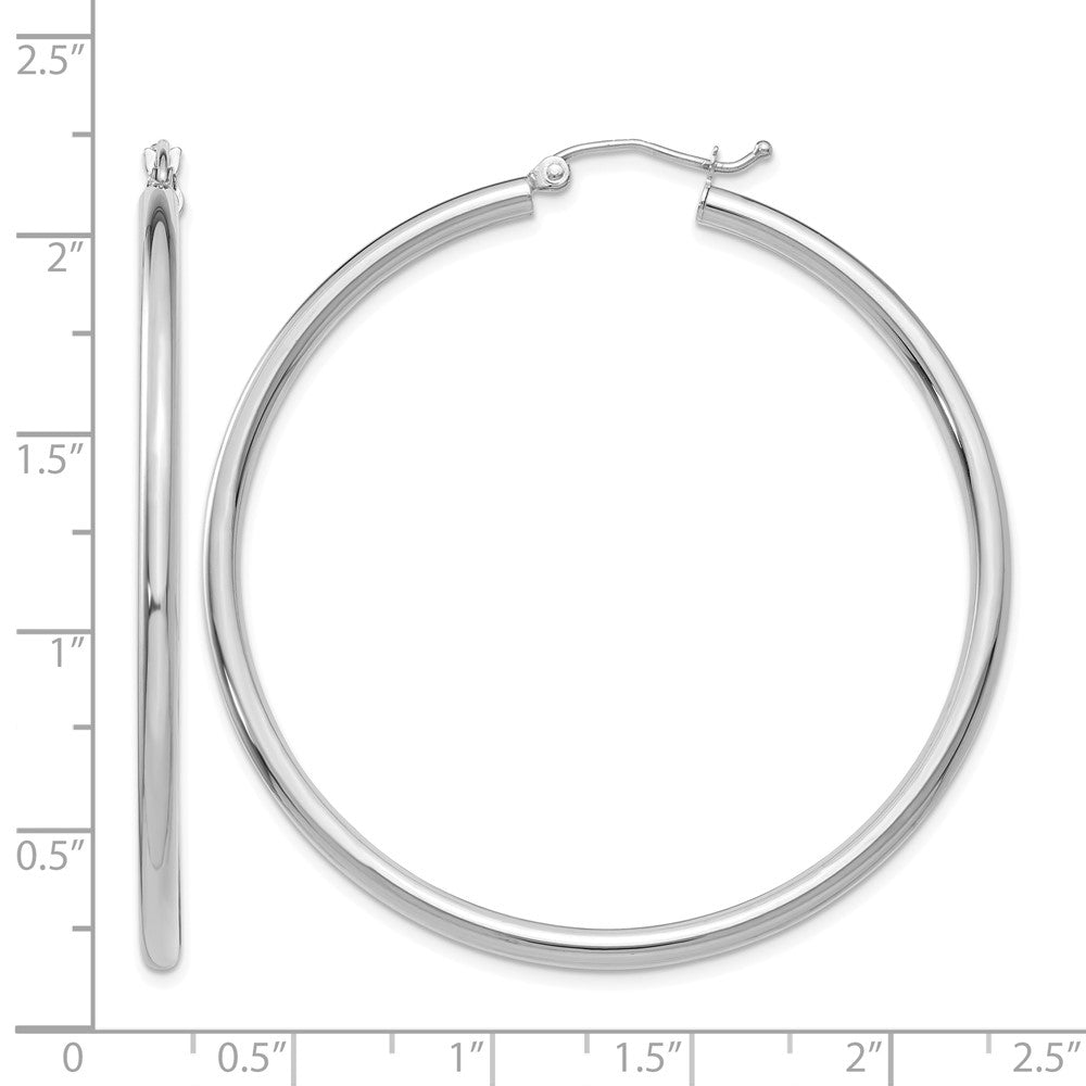 14K White Gold Polished 2.5mm Tube Hoop Earrings