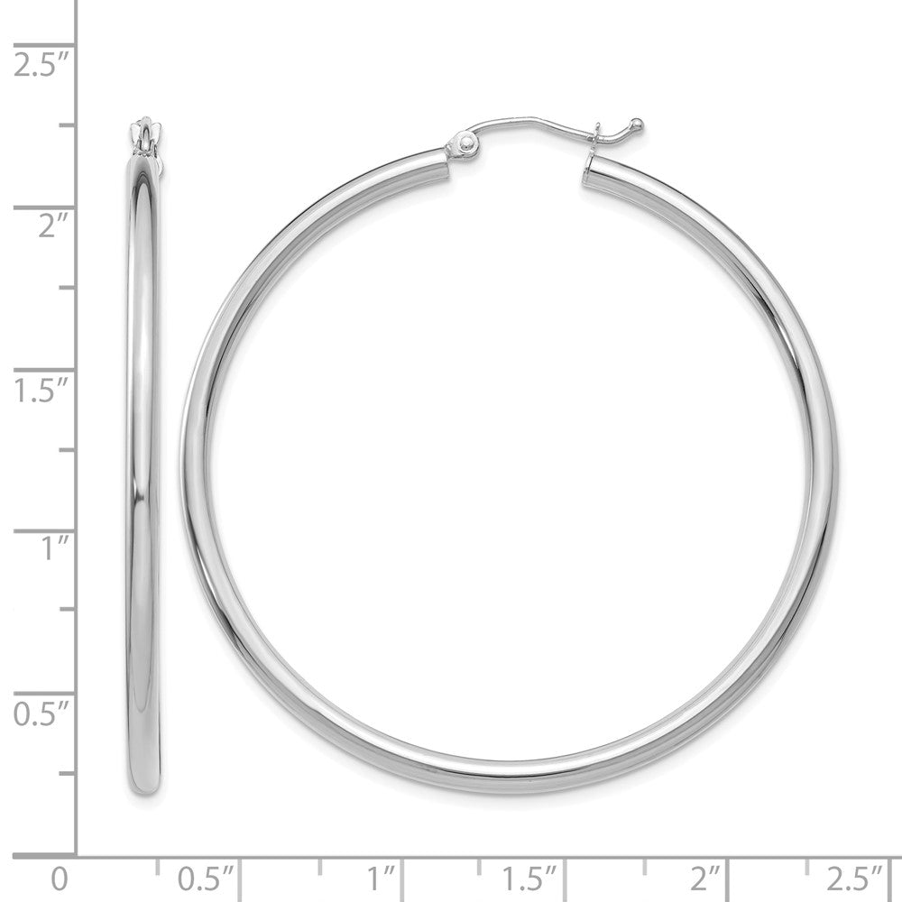 14K White Gold Polished 2.5mm Lightweight Tube Hoop Earrings