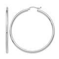 14K White Gold Polished 2.5mm Lightweight Tube Hoop Earrings