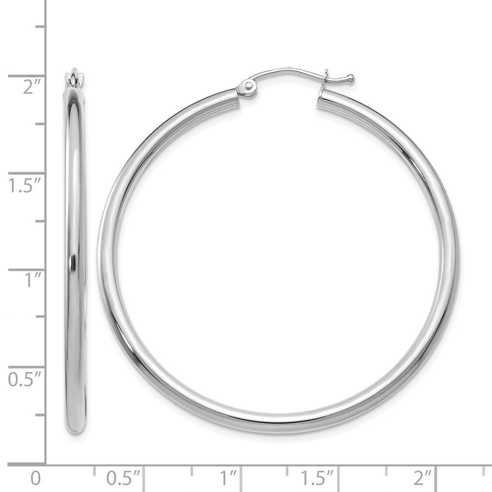 14K White Gold Polished 2.5mm Tube Hoop Earrings