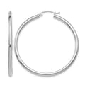 14K White Gold Polished 2.5mm Lightweight Tube Hoop Earrings