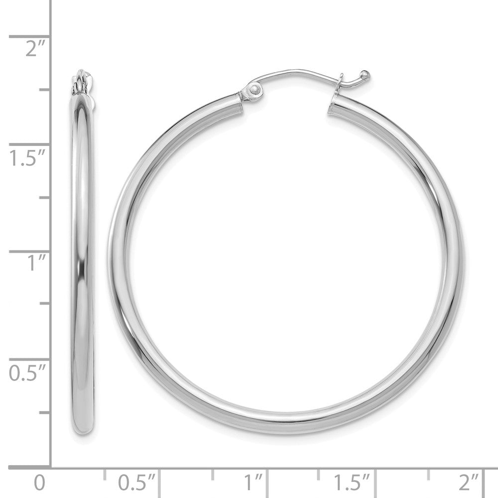 14K White Gold Polished 2.5mm Tube Hoop Earrings