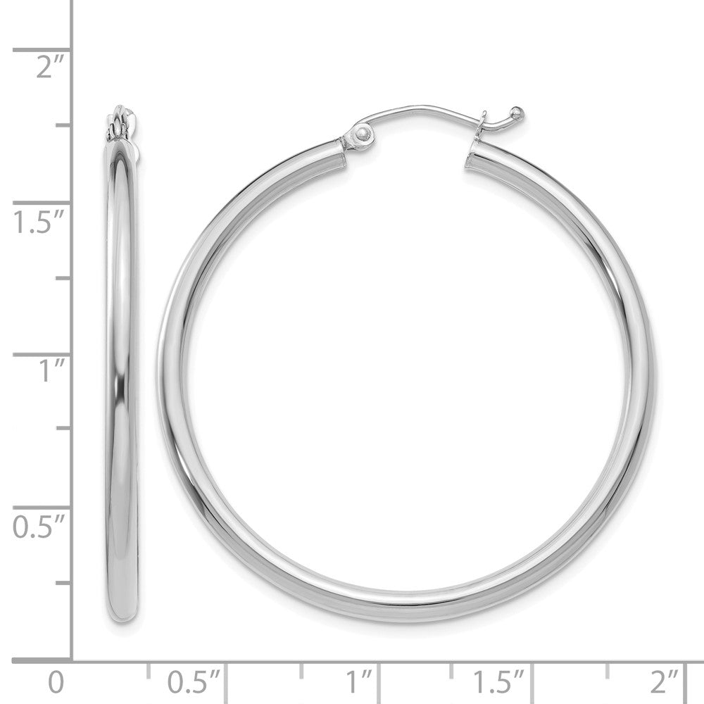 14K White Gold Polished 2.5mm Lightweight Tube Hoop Earrings