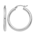 14K White Gold Polished 3mm Tube Hoop Earrings