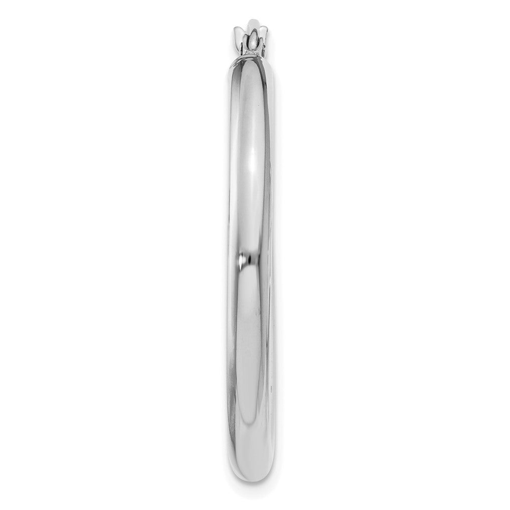 Single 14K White Gold Polished 3mm Lightweight Tube Hoop Earring