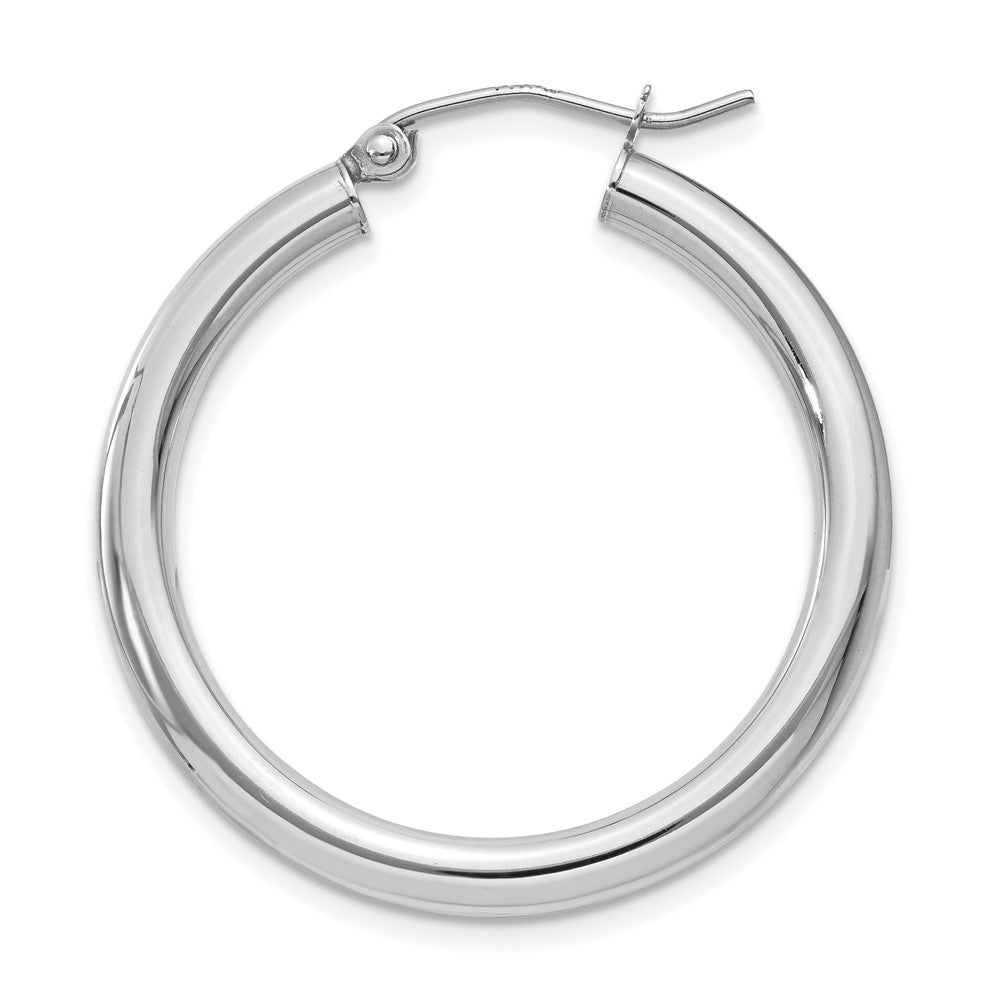 Single 14K White Gold Polished 3mm Lightweight Tube Hoop Earring
