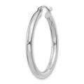 Single 14K White Gold Polished 3mm Lightweight Tube Hoop Earring
