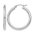 14K White Gold Polished 3mm Lightweight Tube Hoop Earrings