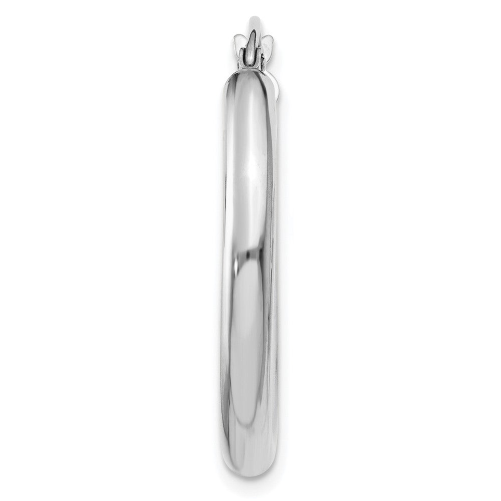 Single 14K White Gold Polished 3mm Lightweight Tube Hoop Earring