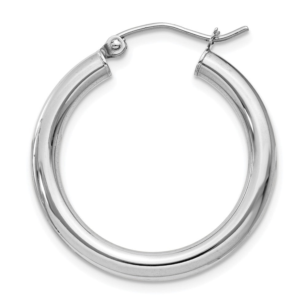 Single 14K White Gold Polished 3mm Lightweight Tube Hoop Earring