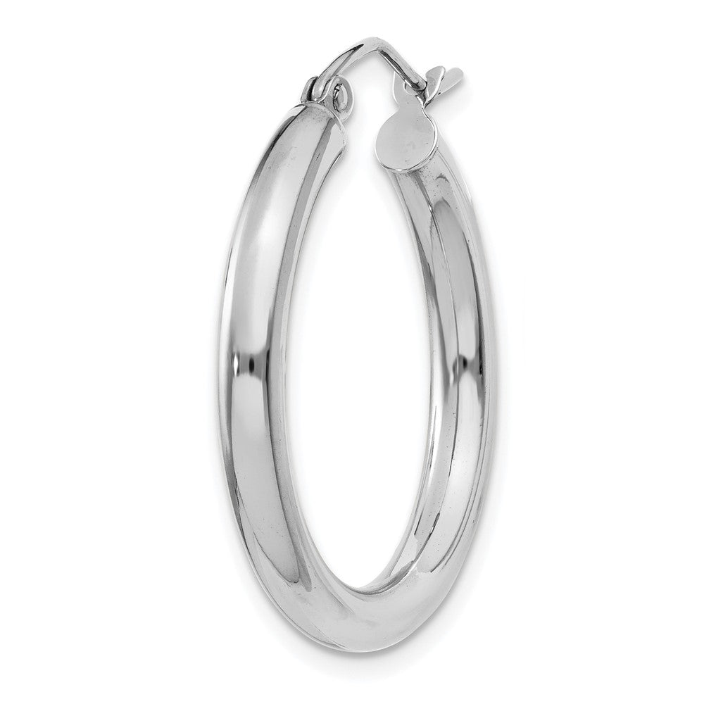 Single 14K White Gold Polished 3mm Lightweight Tube Hoop Earring