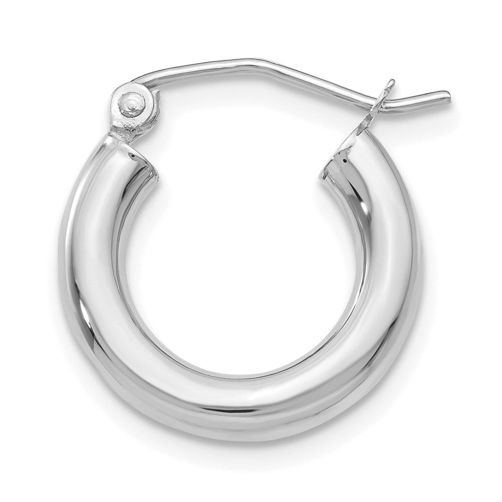 Single 14K White Gold Polished 3mm Lightweight Tube Hoop Earring